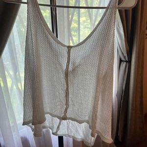 Altar'd State White Waffle Tip Front Tank Size S